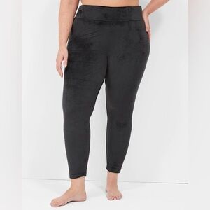 NWOT Lane Bryant Size E/F Black Plush Velvet Super Smooth Wide Waist Leggings